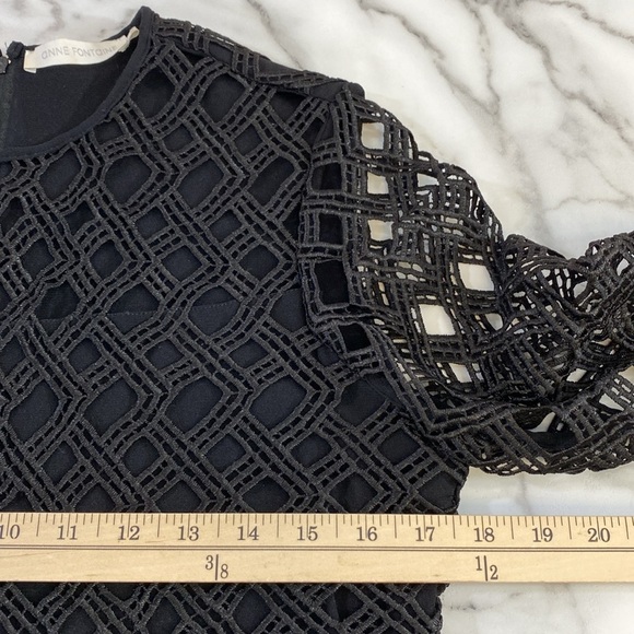 Anne Fontaine Eyelet Blouse Womens Size 38 US 4-6‎ Black 3/4 Sleeve Cutout Top - Picture 11 of 12